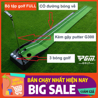 Thảm tập Golf, thảm tập Putting, PGM chính hãng có đường trả bóng về, putting mat fairway back