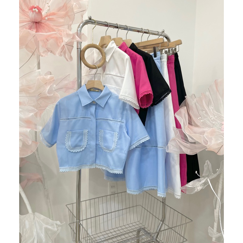 Sét Cổ Sơ Mi Phối Ren