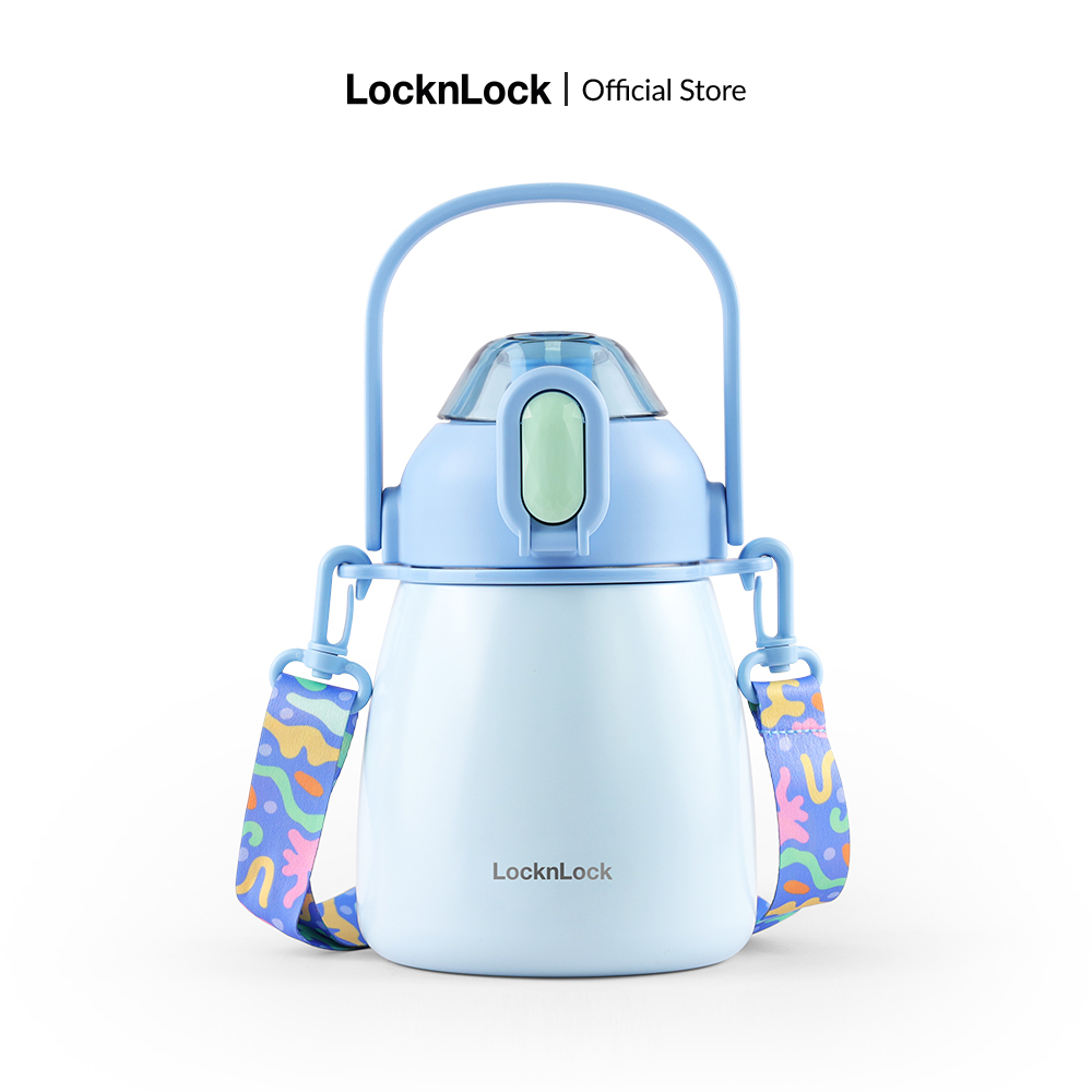 Bình giữ nhiệt Lock&Lock Potbelly Tumbler 1L thép không gỉ, nắp bật 1 chạm, có dây deo quai xách tiện lợi LHC3311