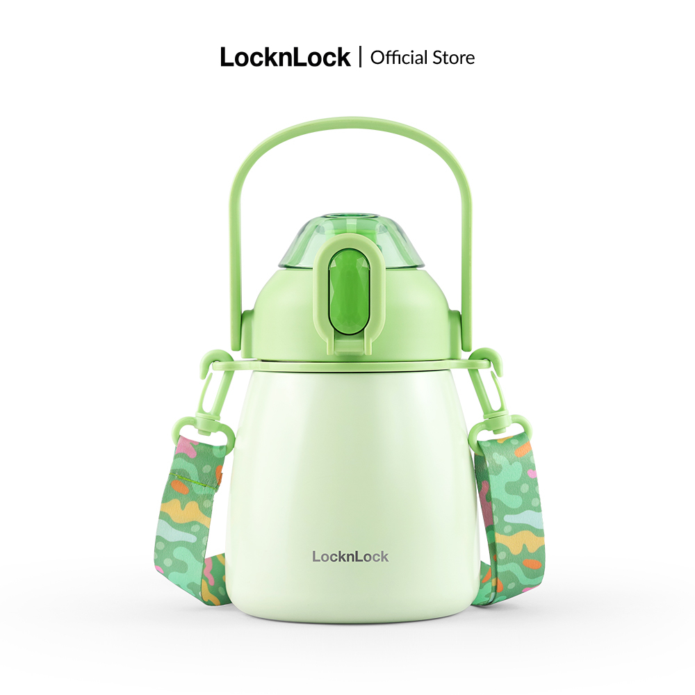 Bình giữ nhiệt Lock&Lock Potbelly Tumbler 1L thép không gỉ, nắp bật 1 chạm, có dây deo quai xách tiện lợi LHC3311