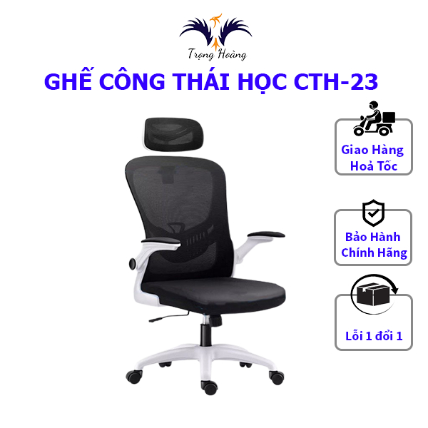 Ghế Xoay Văn Phòng, Công Thái Hoc CTH-23 Tay Nâng Hạ, Tựa Cổ- Bảo Vệ Cột Sống