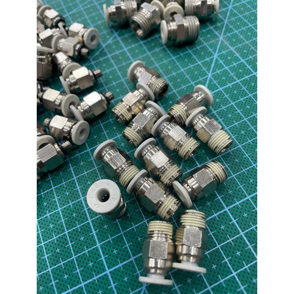 Cút nối cắm nhanh dây hơi 4mm có ren