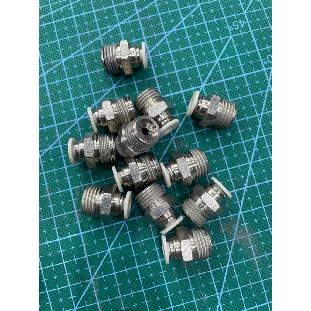 Cút nối cắm nhanh dây hơi 4mm có ren