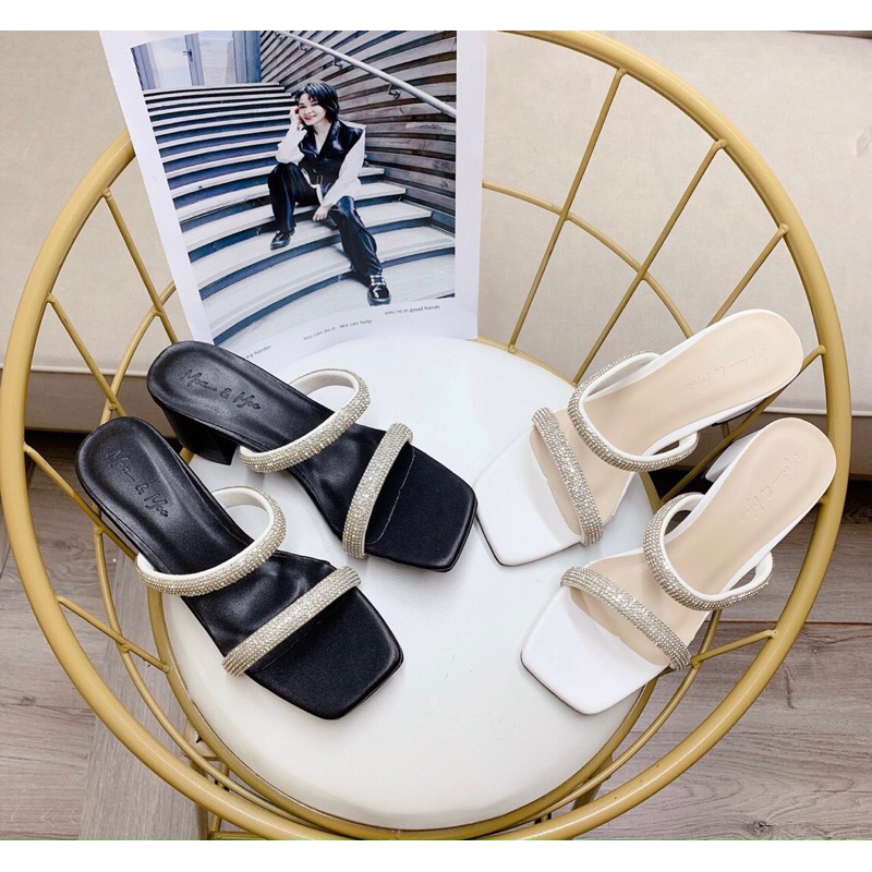 👠Siêu Rẻ👠Dép cao gót 2 quai đá 5-7cm cực sang chảnh