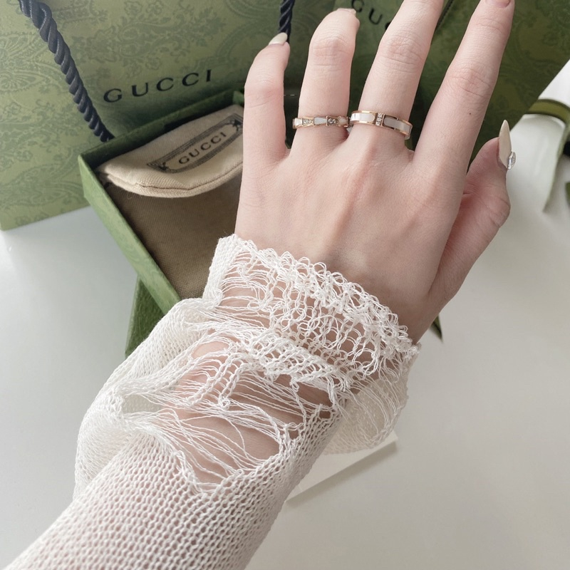 Nhẫn cặp đôi Gucci Nacre Couple Ring- Nhẫn xà cừ đính đá ,titan không gỉ không phai màu- Khắc tên theo yêu cầu