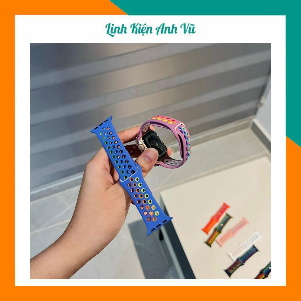 Dây cao su thể thao phối 7 màu cho AW 8/7/6/SE/5/4/3/2/1 đủ màu cá tính, đủ size 49/45/44/42/41/40/38mm