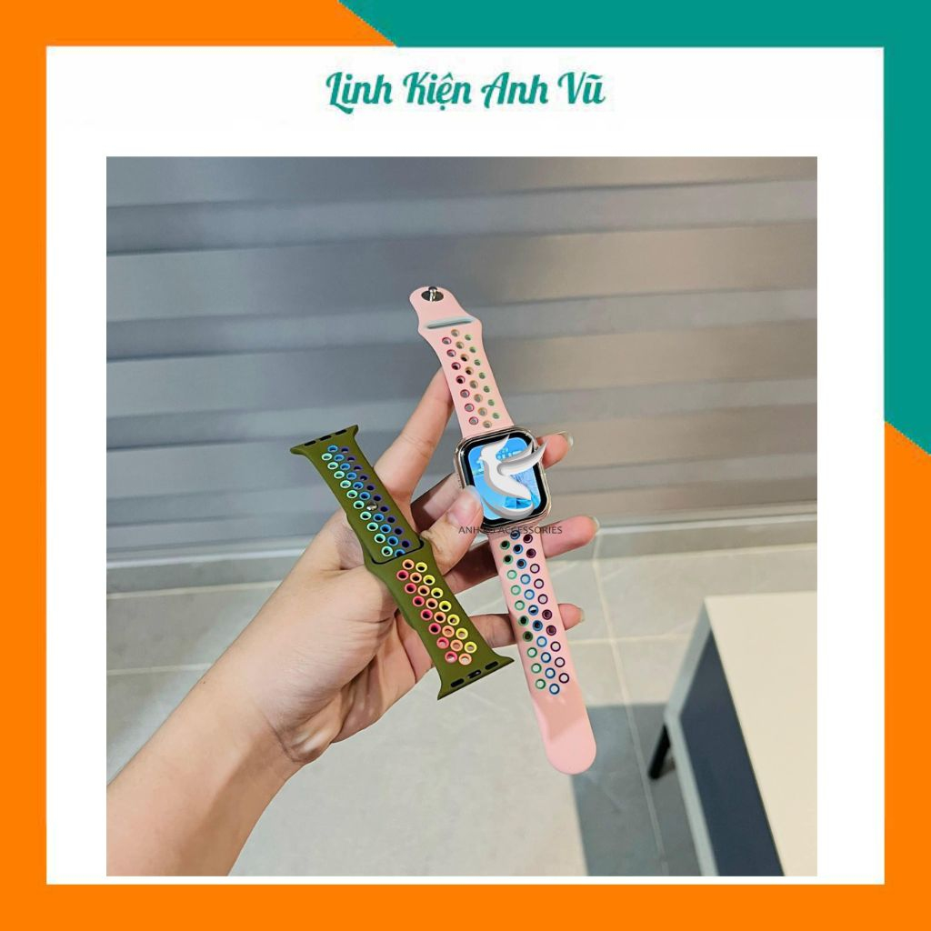 Dây cao su thể thao phối 7 màu cho AW 8/7/6/SE/5/4/3/2/1 đủ màu cá tính, đủ size 49/45/44/42/41/40/38mm