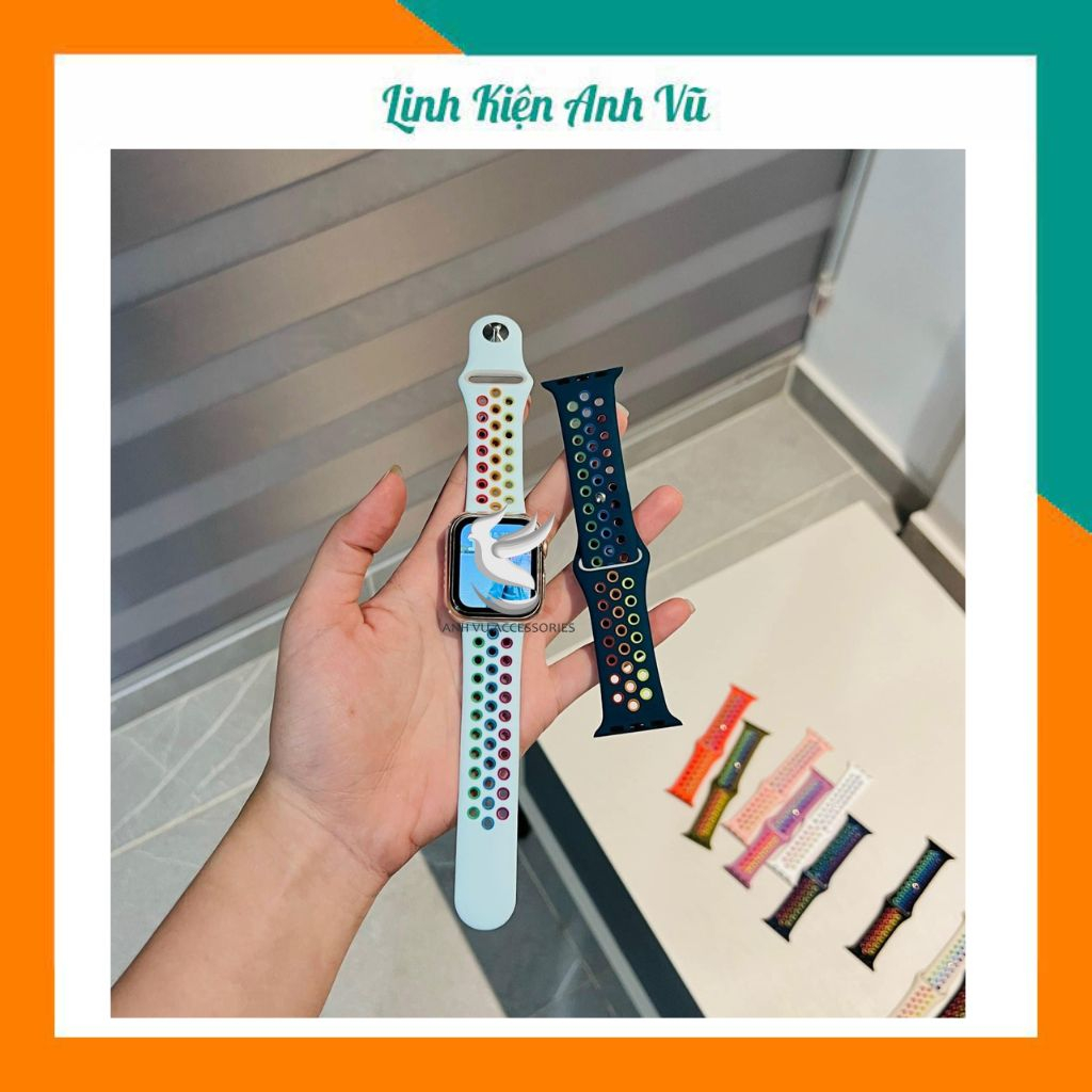 Dây cao su thể thao phối 7 màu cho AW 8/7/6/SE/5/4/3/2/1 đủ màu cá tính, đủ size 49/45/44/42/41/40/38mm