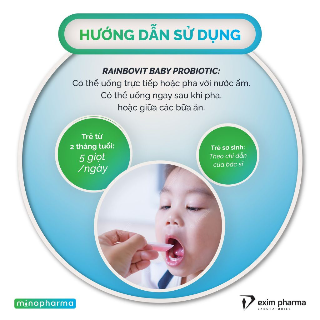 Rainbovit Baby cung cấp Vitamin - Men Vi Sinh 10 chủng Cho Bé, Bổ Sung Lợi Khuẩn, Tăng Sức Đề Kháng, phát triển toàn diệ