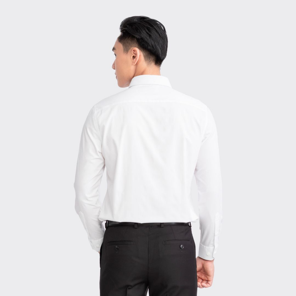 Áo sơ mi nam dài tay ARISTINO phom Slim Fit, màu trắng dệt jacquard họa tiết đơn giản nhưng tinh tế - ALS17403