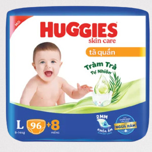 Tã quần huggies skincare mega jumbo l96+8 miếng