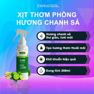 Chai xịt thơm phòng Sả chanh Zreka xua đuổi muỗi và và côn trùng giúp khử mùi kháng khuẩn hiệu quả
