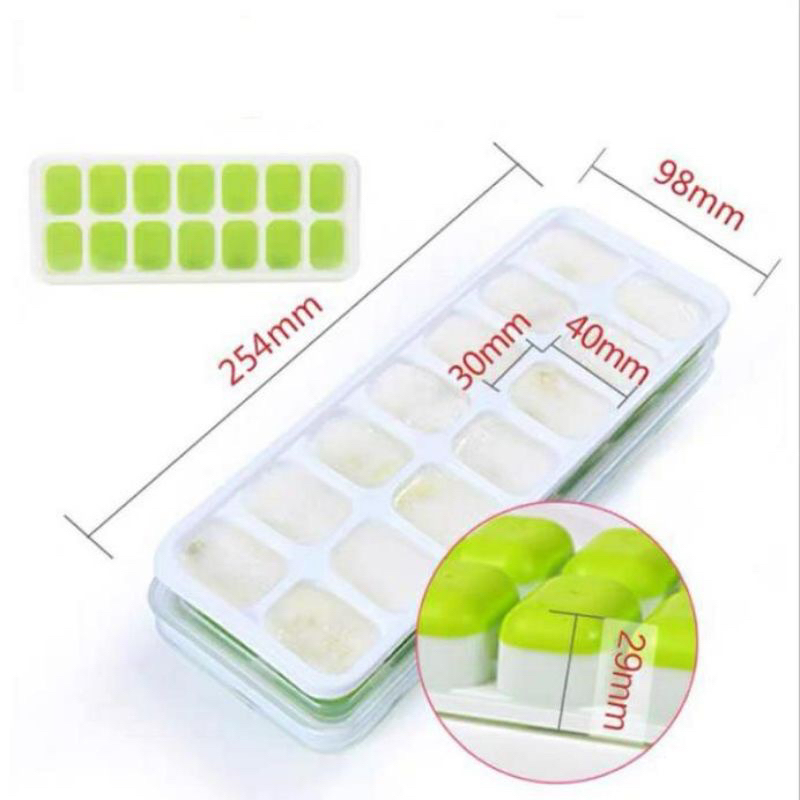 Khay đá silicon có nắp đậy 14 viên/ làm đá sạch kháng khuẩn đảm bảo vệ sinh