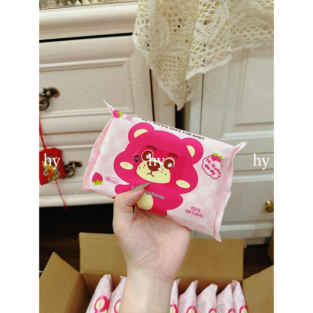 Thùng 10 gói khăn ướt gấu hồng siêu hot