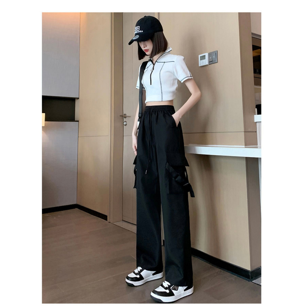 Quần kaki nữ túi hộp vuông cá tính, quần nữ mùa hè phong cách ulzzang