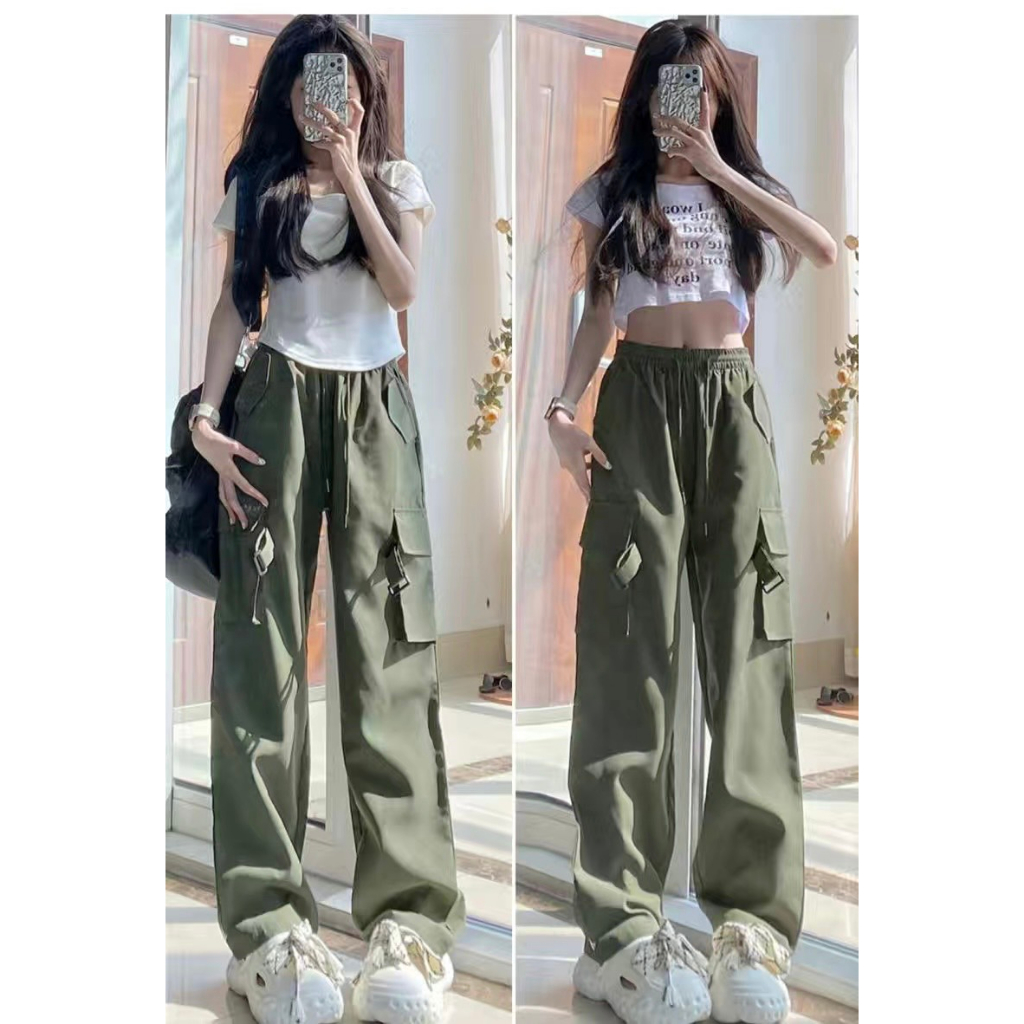 Quần kaki nữ túi hộp vuông cá tính, quần nữ mùa hè phong cách ulzzang