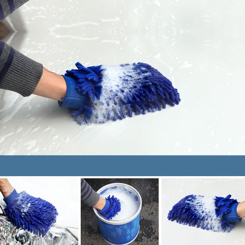 Bao tay lau rửa xe cho ô tô - Găng tay 2 mặt rửa xe máy, ô tô, lau dọn nội thất S035