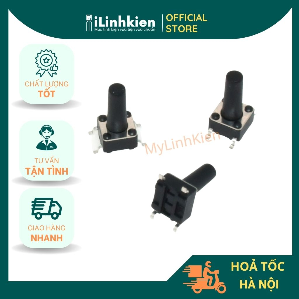 Nút nhấn 4 chân 6x6x7.5mm DIP 4P chống nước
