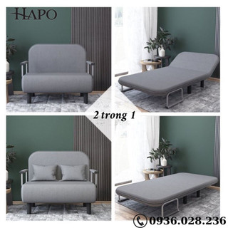Ghế sofa giường hp66 gấp gọn và mở ra thành giường, sofa bed ghế gập thành giường chân trụ khung thép chắc chắn