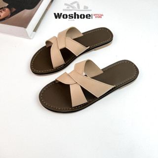 Dép sandal quai chéo đan đế bệt WOSHOE bigsize 34-42
