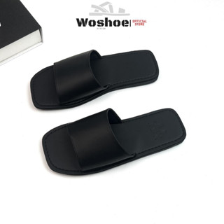 Dép sandal quang ngang mũi vuông WOSHOE đế bệt 1,5 cm size 34-44 Nam nữ
