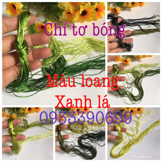 🌺Chỉ TƠ BÓNG LOANG tone XANH LÁ thêu tay truyền thống