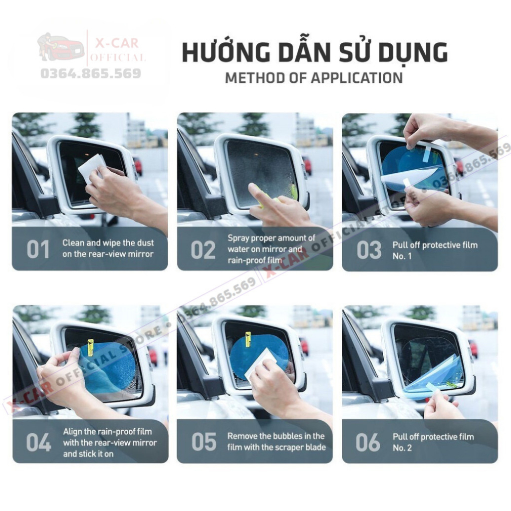Miếng dán chống bám nước gương ô tô, miếng dán gương ô tô