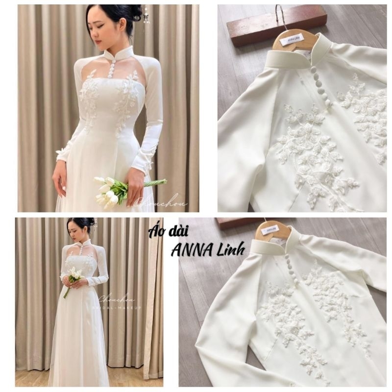 Áo dài Cô dâu thiết kế đính cúc , kết hạt thủ công _ ANNA