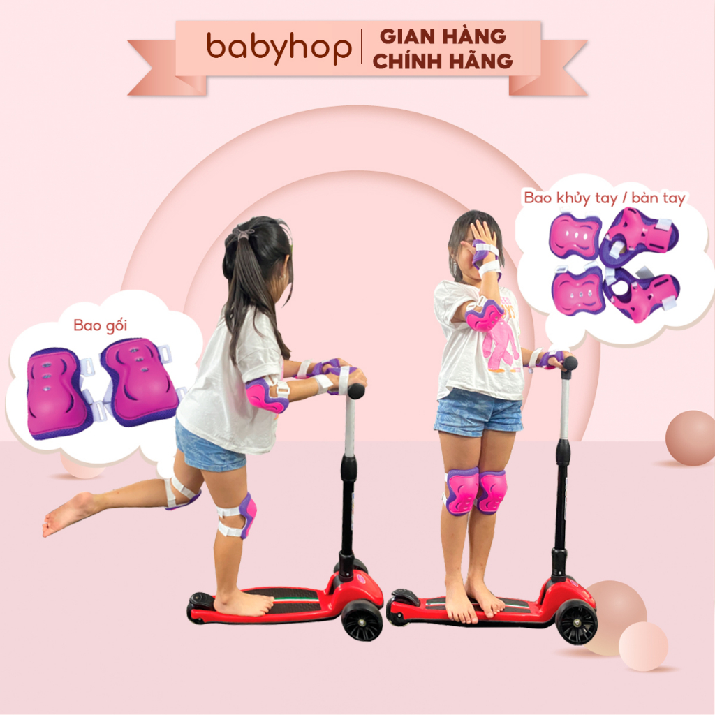 Bảo hộ chân tay trẻ em , bao gối , phụ kiện giúp bảo vệ cho bé khi trượt patin, trượt xe Scooter  và ván trượt Babyhop