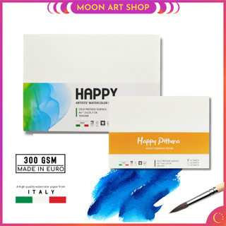 Giấy vẽ Happy 300gsm A5 A4 tập 10 tờ chuyện dụng vẽ màu nước sáp dầu phác thảo ký họa sketchbook