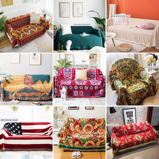 Khăn thảm phủ ghế Sofa Loại họa tiết cotton dệt, Chăn đắp thư giãn, Thảm decor cao cấp