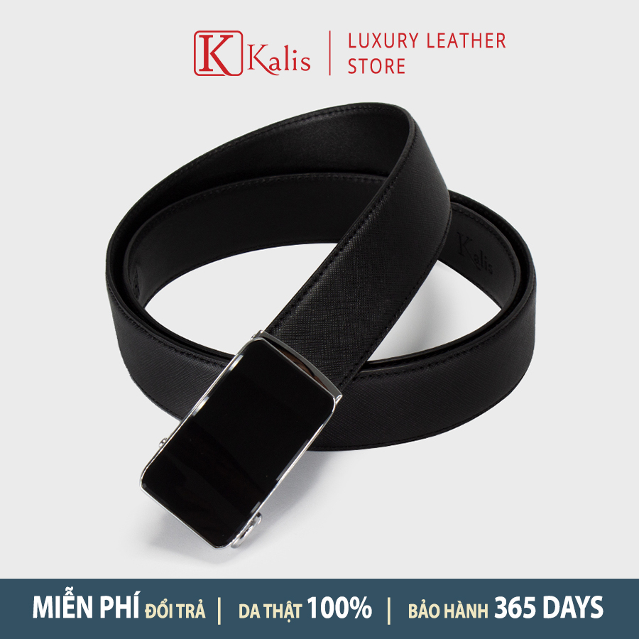 Thắt lưng da bò thật cao cấp hàng hiệu KALIS BCSA101 dây nịt nịch thắt lưng quần nam da thật xịn nguyên miếng fullbox