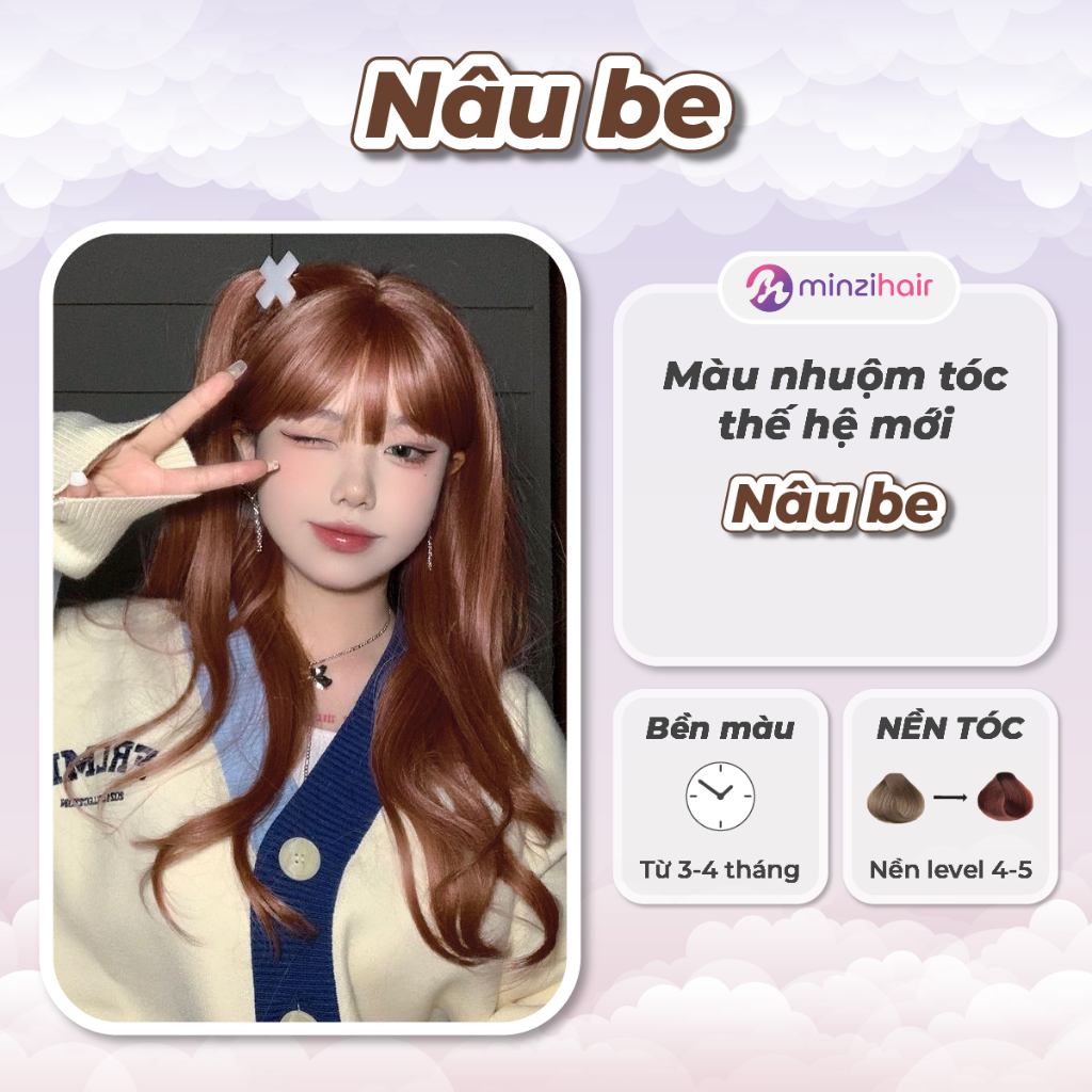 Thuốc nhuộm tóc Màu Nâu Be Thế Hệ Mới - Không Cần Tẩy Tóc - Minzihair, Minzihair HCM