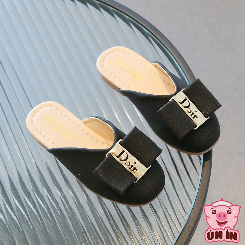 Sục cho bé gái - Dép sục mũi tròn phối Nơ DOIR nhiều màu đáng yêu chất PU êm mềm cho bé V616