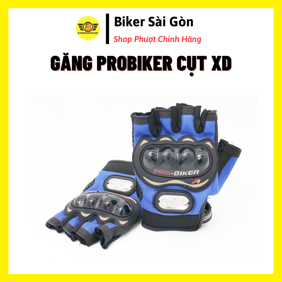 Găng Tay Nam Cụt Ngón Probiker Xanh Dương, Chống Nắng Đi Phượt Tập Gym Có Gù Bảo Vệ Lòng Bàn Tay - BikerSaiGon