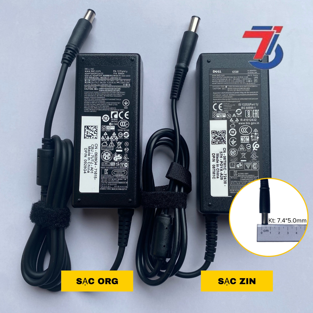 Sạc Laptop DELL 19V3.34A; 19V4.62A CHÂN KIM TO 7.4*5.0mm loại tốt - Adapter Dell Original