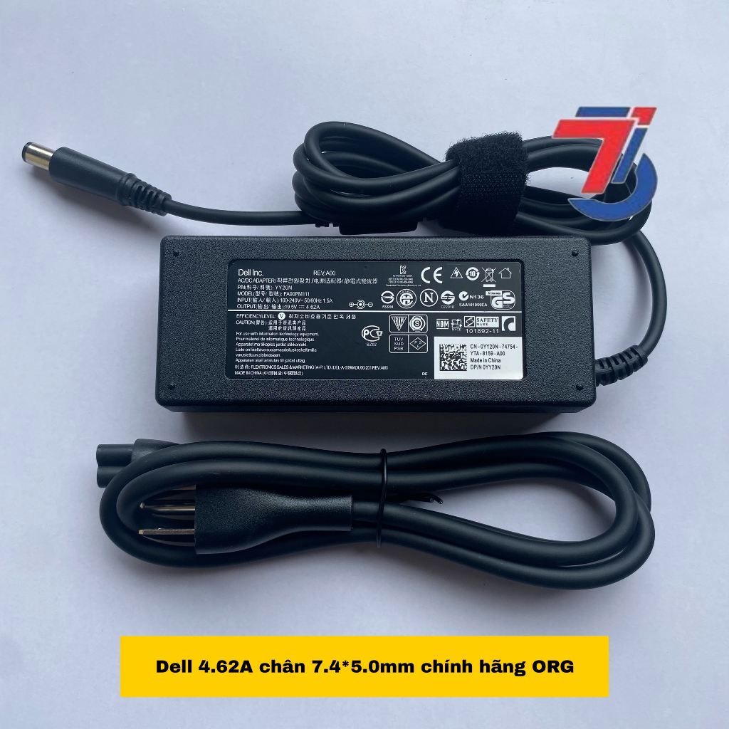 Sạc Laptop DELL 19V3.34A; 19V4.62A CHÂN KIM TO 7.4*5.0mm loại tốt - Adapter Dell Original