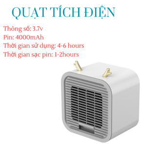 Quạt tích điện mini - Quạt tích điện gấp gọn để bàn dễ dàng di chuyển phù hợp với văn phòng hàng cao cấp QTD008