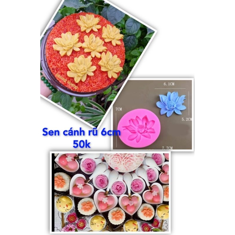 khuôn silicon sen cánh rũ 6cm