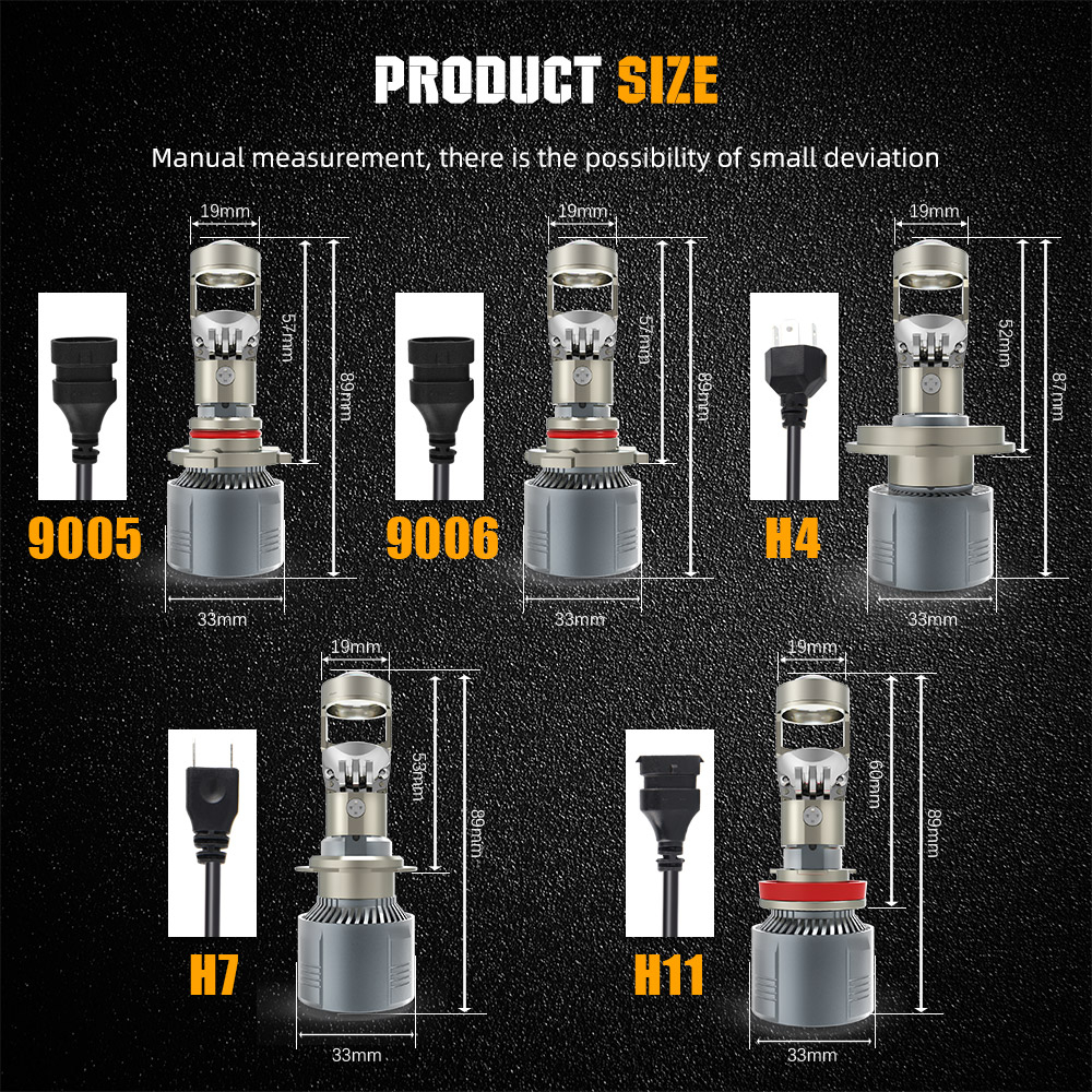 Đèn Pha LED 200W H4 H7 6000K Chất Lượng Cao Bi Cầu Mini H4 Y12 Nâng Cấp Lên Cắt Sáng Chống Chói H7 Đèn bi Ô tô 1 Cặp