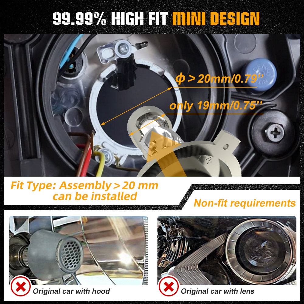 Đèn Pha LED 200W H4 H7 6000K Chất Lượng Cao Bi Cầu Mini H4 Y12 Nâng Cấp Lên Cắt Sáng Chống Chói H7 Đèn bi Ô tô 1 Cặp