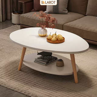 Bàn trà sofa 2 tầng mặt gỗ MDF chân gỗ sồi, phong cách bắc âu thương hiệu Larot