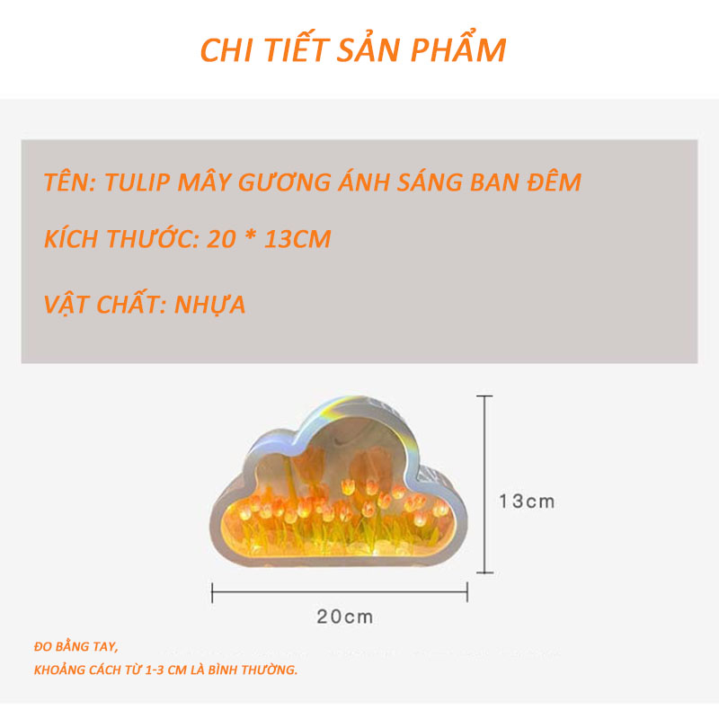 Đèn Tulip hình Đám Mây Gương làm sẵn nhiều màu, Đèn Ngủ Để Bàn Quà Tặng Sinh Nhật khách Tự Lắp,Gửi túi quà tinh tế