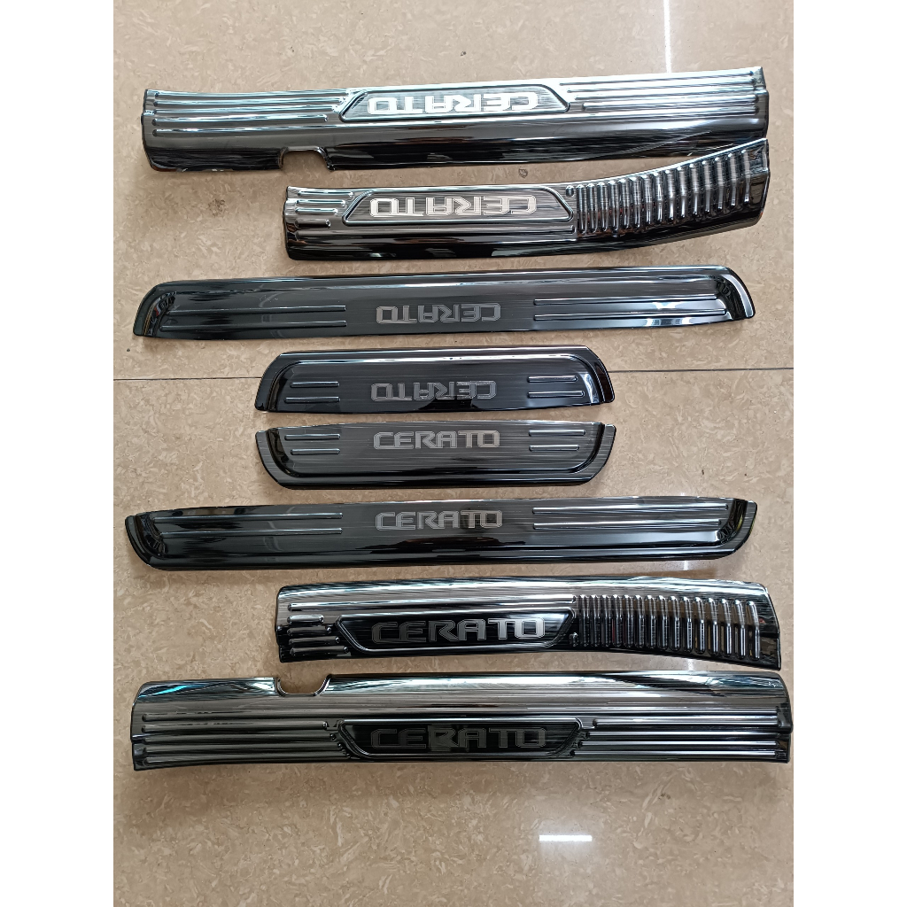 Bộ ốp bậc cửa, nẹp bước chân trong, ngoài xe Kia Cerato 2019-2023 TITAN cao cấp