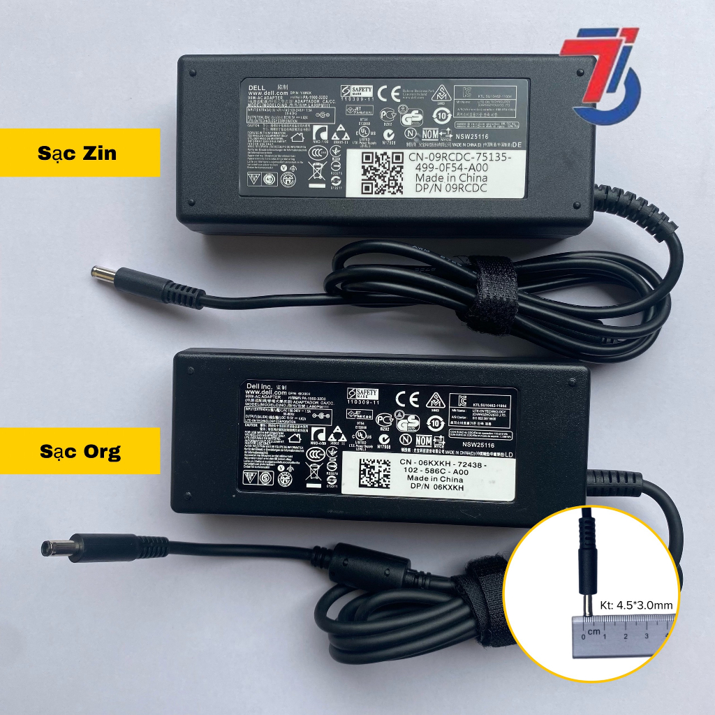 Sạc Laptop DELL 19V-3.34A ;19V-4.62A  CHÂN KIM NHỎ 4.5*3.0mm loại tốt - Adapter dell