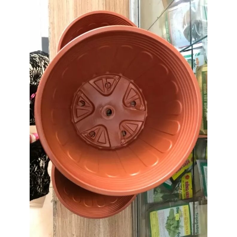 combo 10 cái chậu nhựa mỏng vành cứng cỡ lớn đường kính 28cm