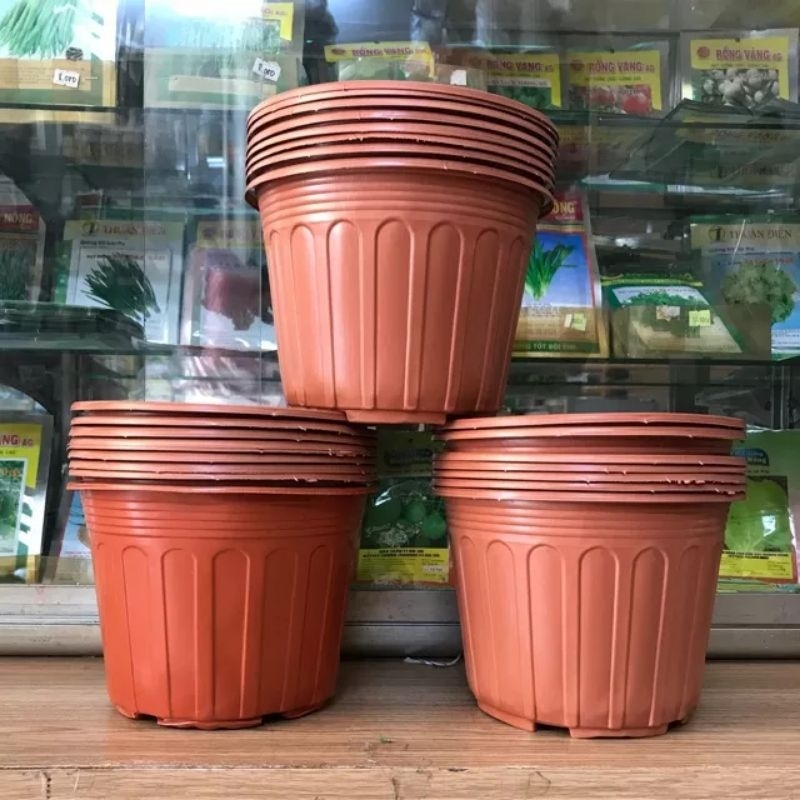 combo 10 cái chậu nhựa mỏng vành cứng cỡ lớn đường kính 28cm