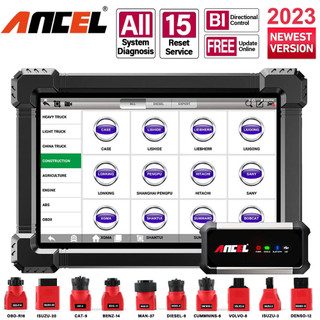 Ancel X7 HD Chuyên nghiệp Công cụ chẩn đoán xe tải hạng nặng Toàn hệ thống 12V 24V DPF Reset Máy quét xe tải Obd2