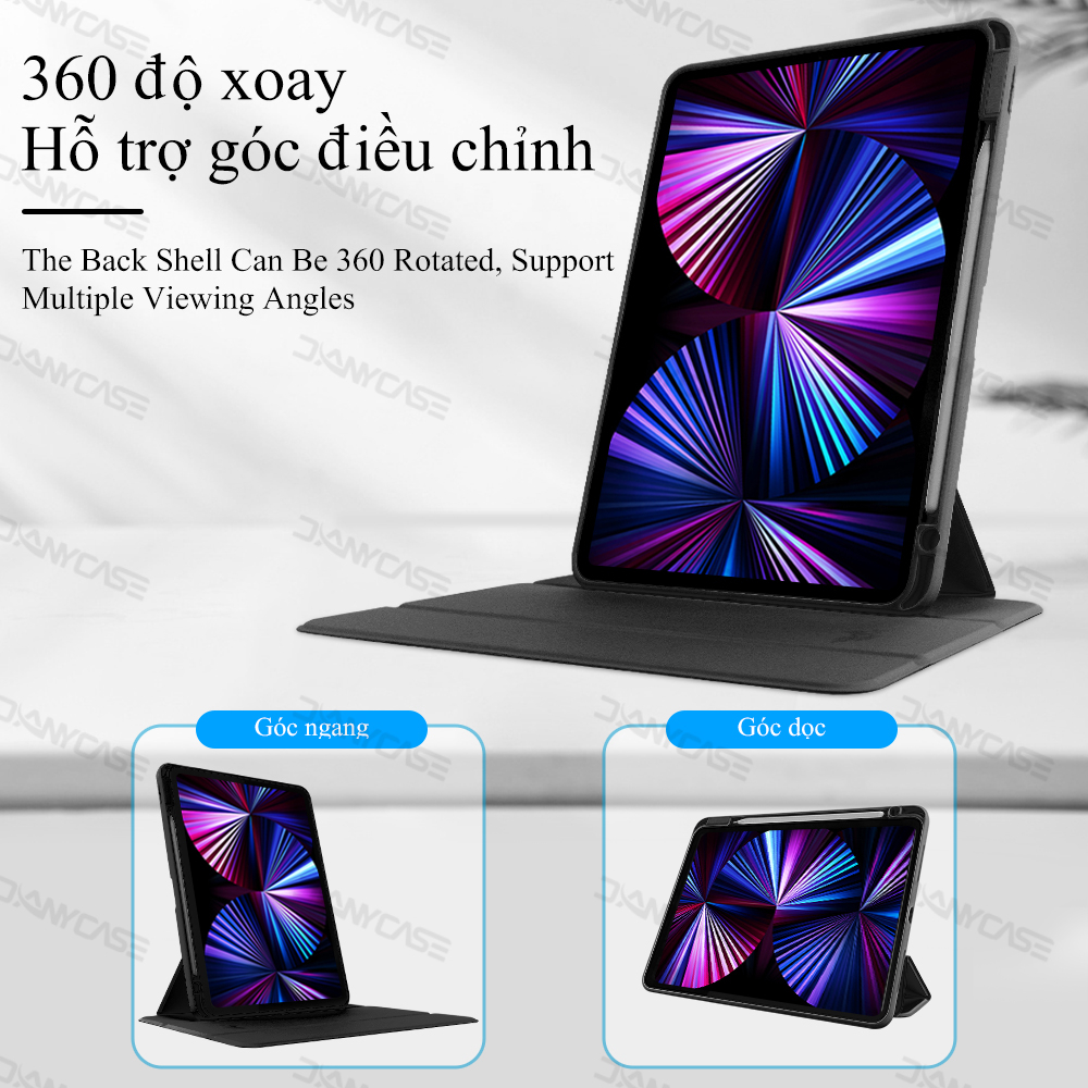 Tay áo bảo vệ iPad 7 8 9 Gen 10.2 inch Air 4 Air 5 10.9 10 Gen 2022 Pro 11 Tay áo bảo vệ 2021 Pro 12.9 Mini6 360 ° xoay tay áo với chủ bút