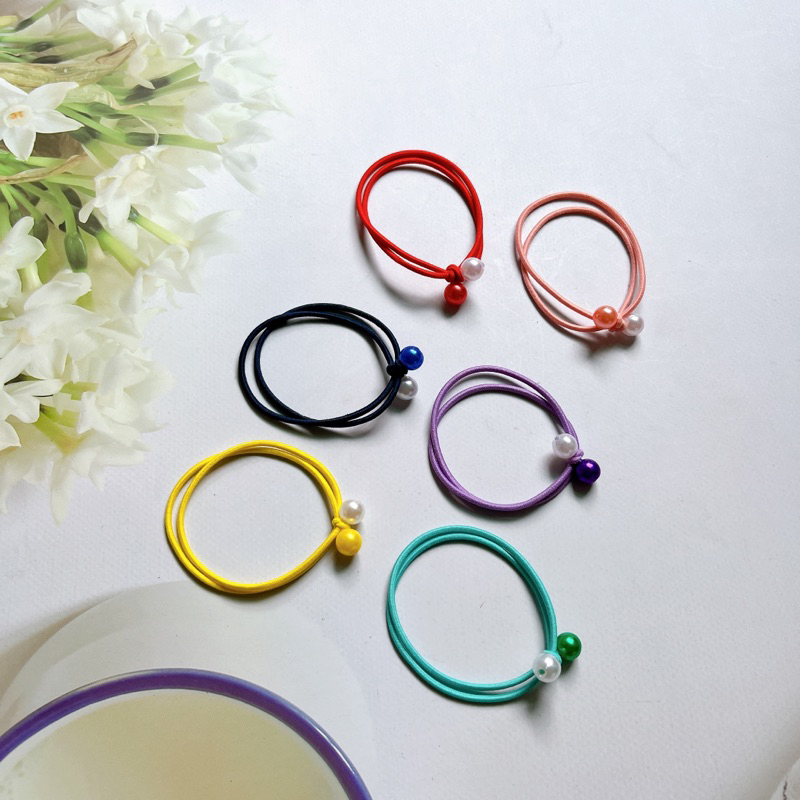 Chun cột tóc nữ hạt trai phối màu xinh xắn - Gilomi shop